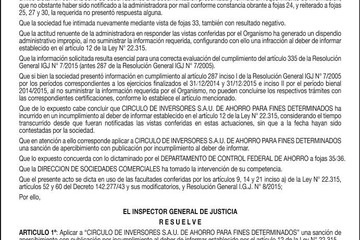 Resolución IGJ: Apercibimiento a Círculo de Inversores S.A.U. por infracción a la Ley 22.315 Resolución IGJ: Apercibimiento a Círculo de Inversores S.A.U. por infracción a la Ley 22.315