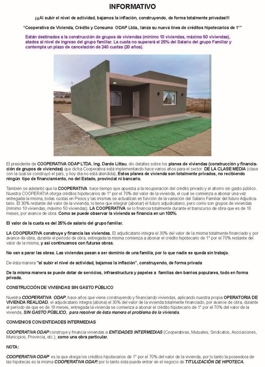 Solicitada Cooperativa de Viviendas, Credito y Consumo ODAP Ltda.