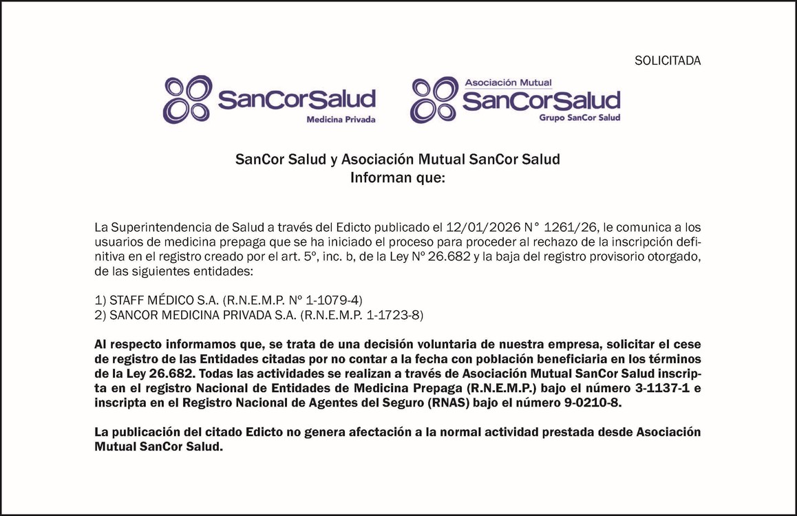 Solicitada SanCor Salud
